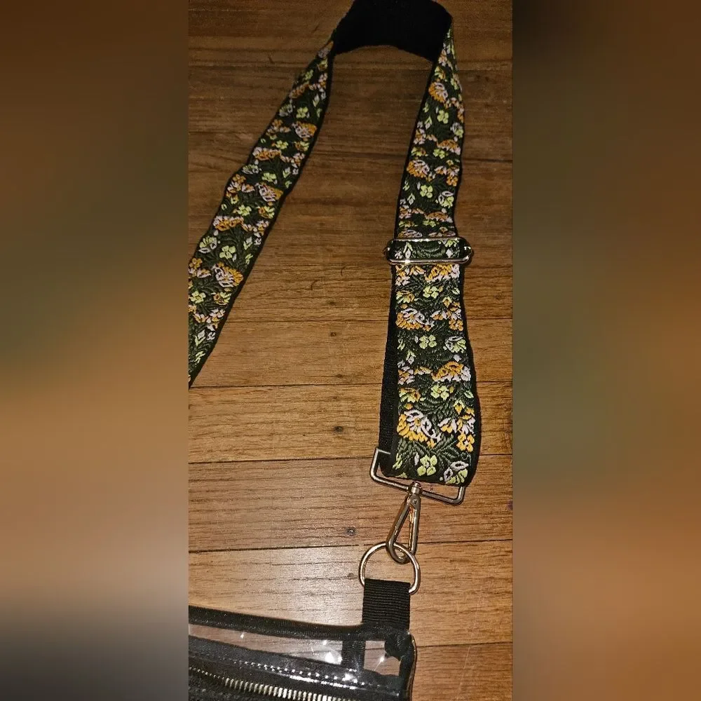 Amazon Clear Plastic Crossbody Floral Embroidered Strap Stadium Purse Concert